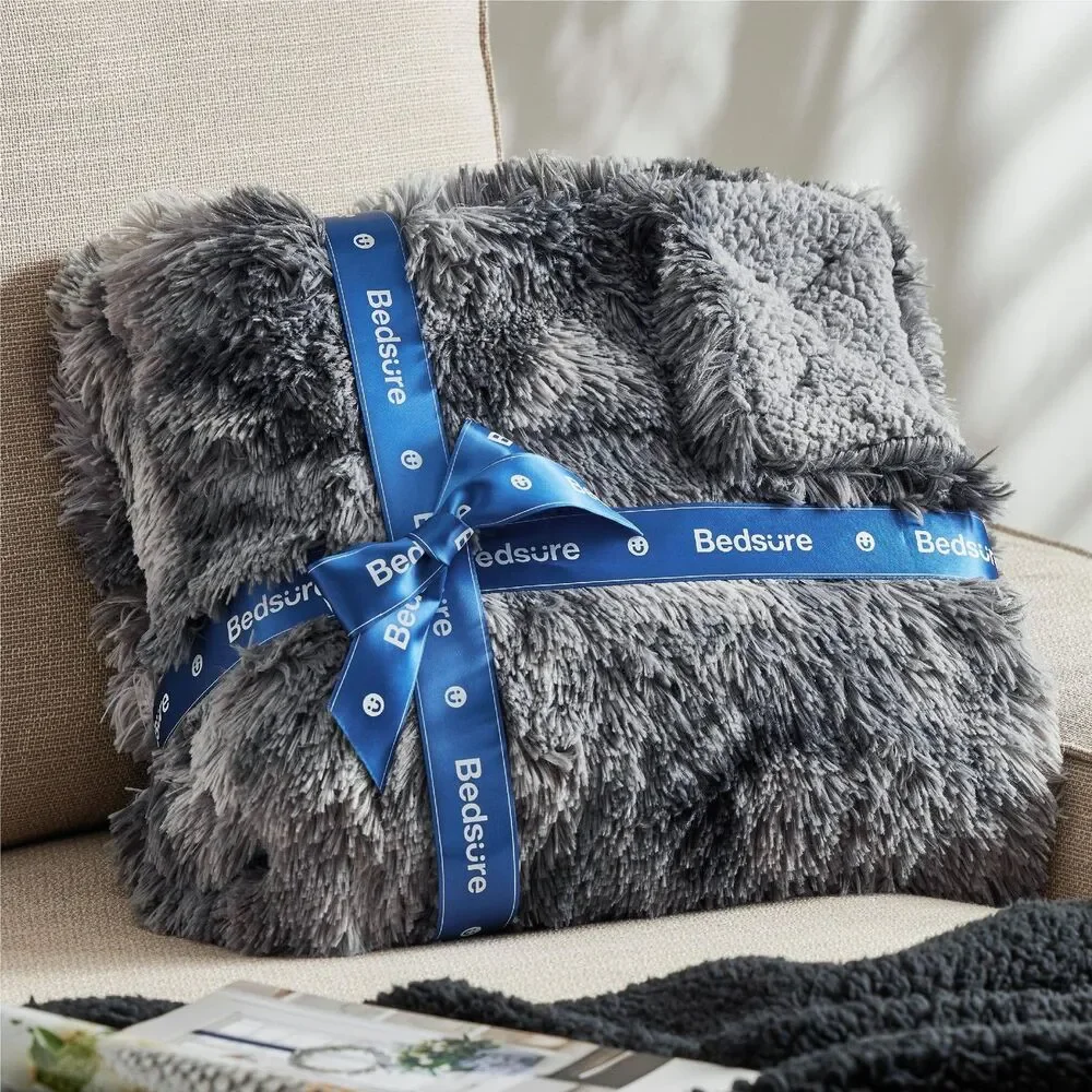 Gentlesoft Fuzzy Faux Fur Sherpa Fleece Blanket Twin Size Plush Thick